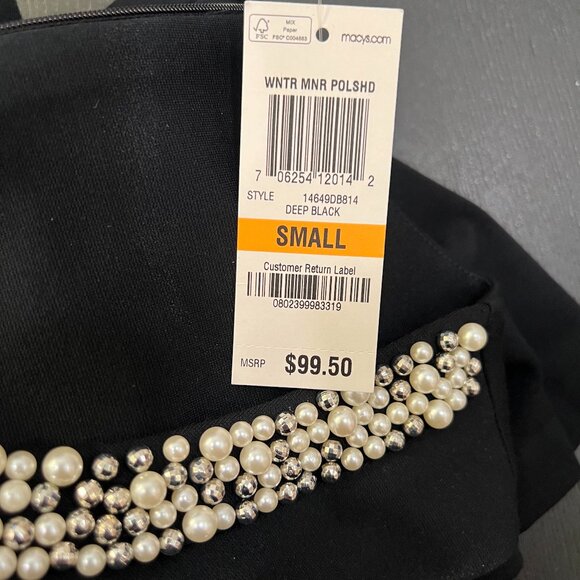 Charter Club Macys Mini Black Dress with Pearls Size Small - Picture 3 of 3